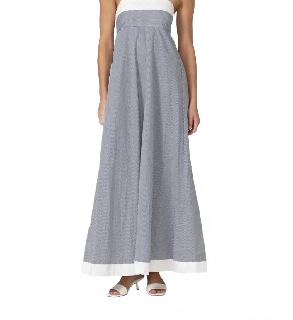 NEW LUSANA adrianna maxi dress in denim stripe